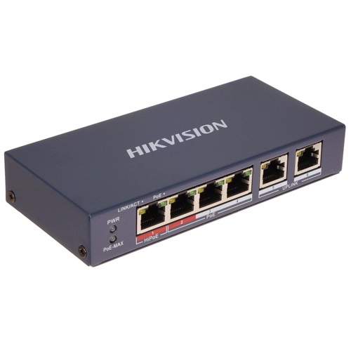 Коммутатор Hikvision DS-3E0106HP-E 6x100 Мбит/сек, неуправляемый